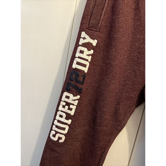 SUPERDRY Women's Sweatpants Track & Field 72 Joggers VTG MAROON Sz L 34x28 - Picture 2 of 9
